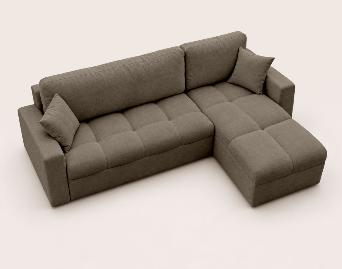 Canapé CYRO d'angle réversible 4 places convertible avec coffre en tissu | Best Mobilier