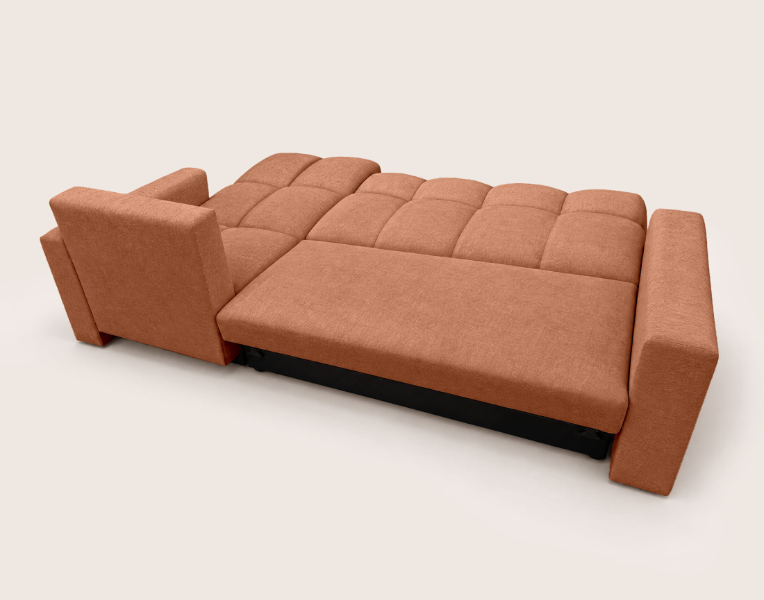 Canapé CYRO d'angle réversible 4 places convertible avec coffre en tissu | Best Mobilier