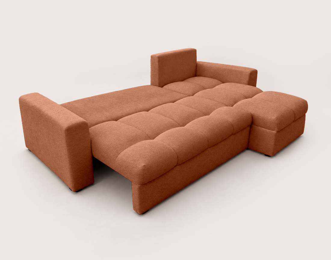 Canapé CYRO d'angle réversible 4 places convertible avec coffre en tissu | Best Mobilier