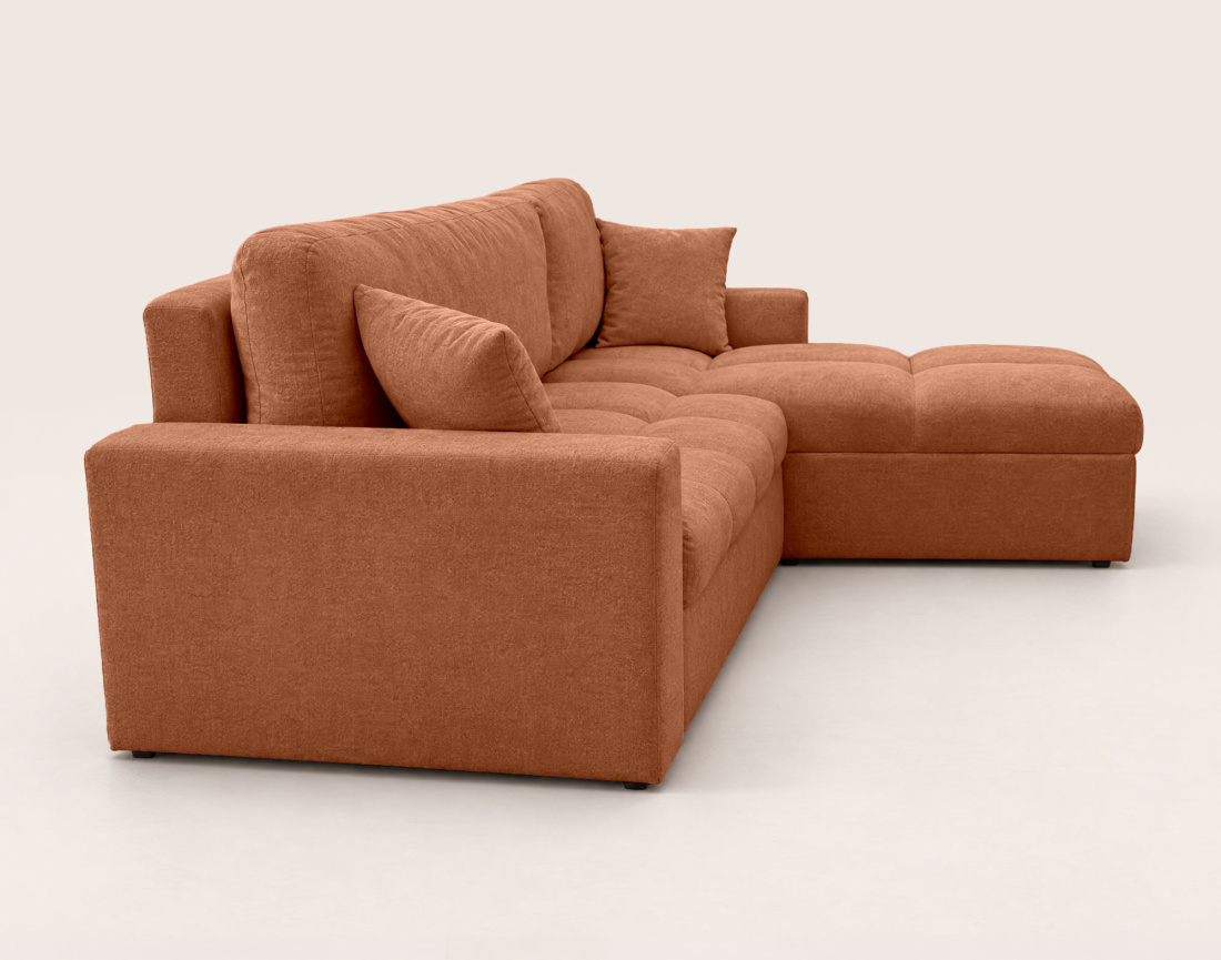 Canapé CYRO d'angle réversible 4 places convertible avec coffre en tissu | Best Mobilier