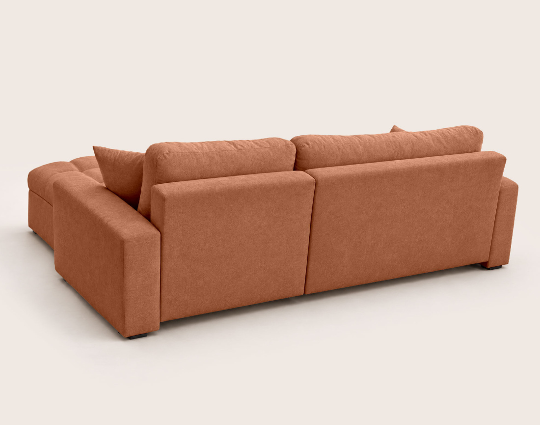 Canapé CYRO d'angle réversible 4 places convertible avec coffre en tissu | Best Mobilier