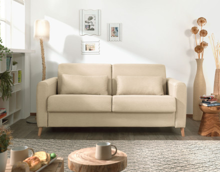 Canapé 3 places convertible express quotidien en tissu Timo