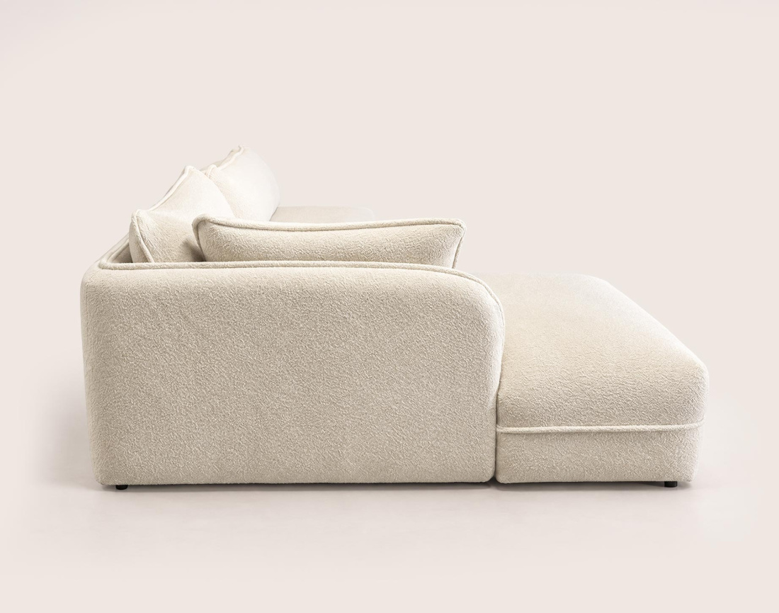 Canapé LUCIEN d'angle gauche 5 places en tissu bouclette | Best Mobilier