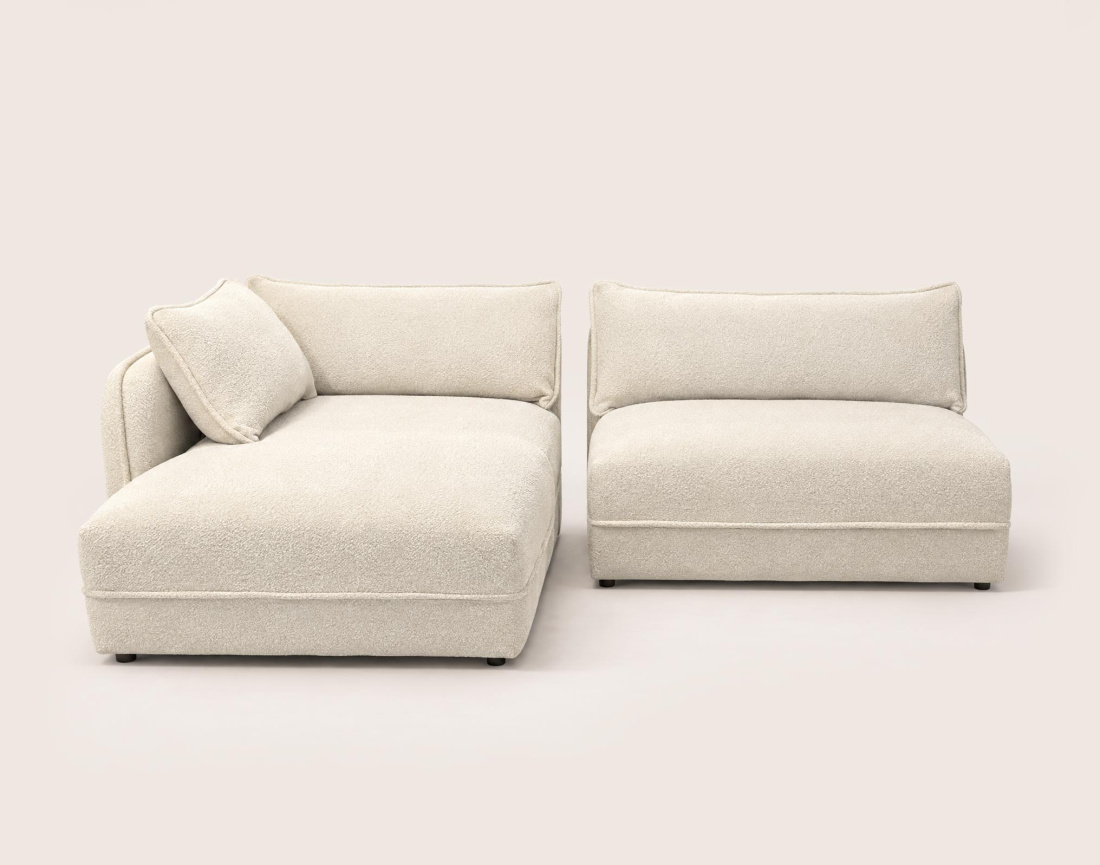 Canapé LUCIEN d'angle gauche 5 places en tissu bouclette | Best Mobilier