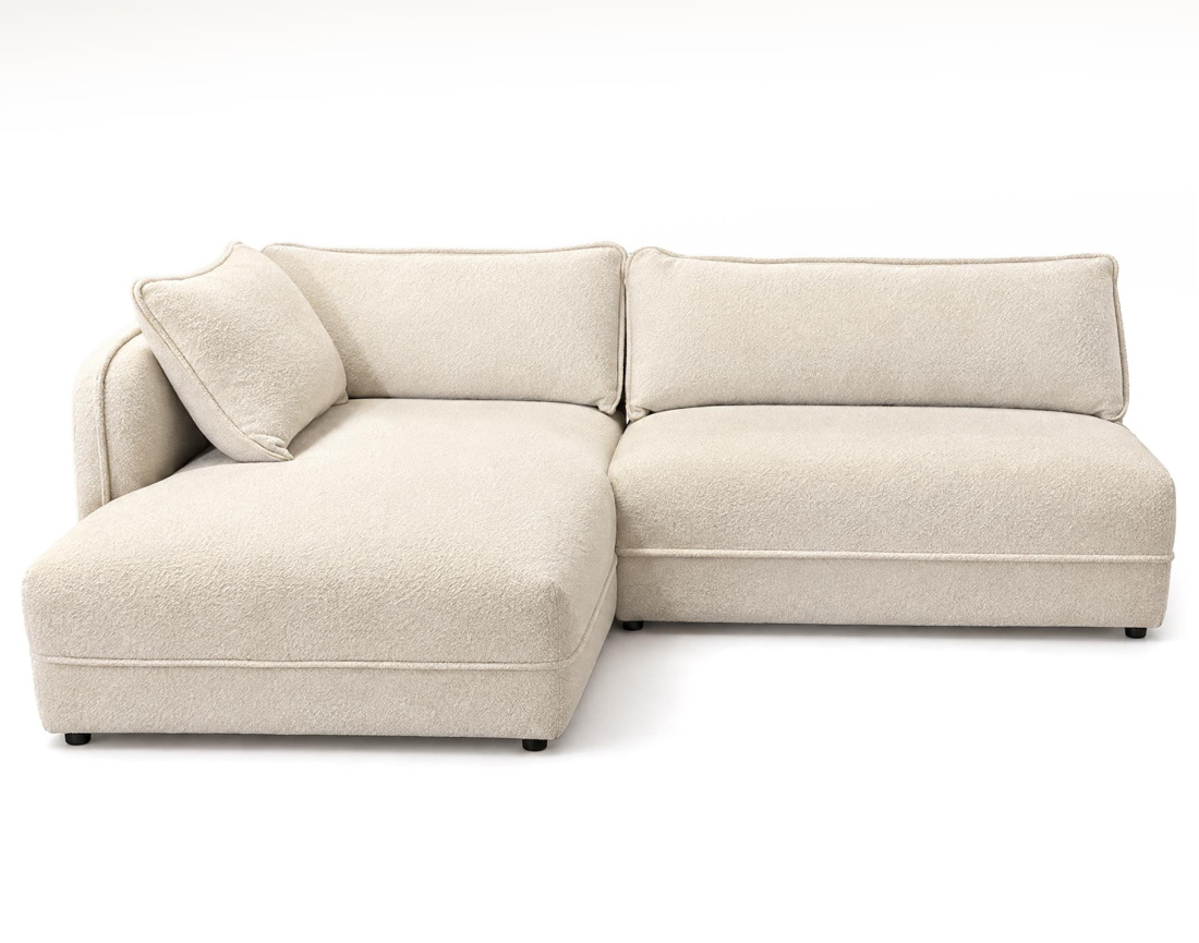 Canapé LUCIEN d'angle gauche 5 places en tissu bouclette | Best Mobilier