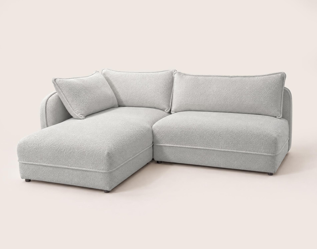 Canapé LUCIEN d'angle gauche 5 places en tissu bouclette | Best Mobilier