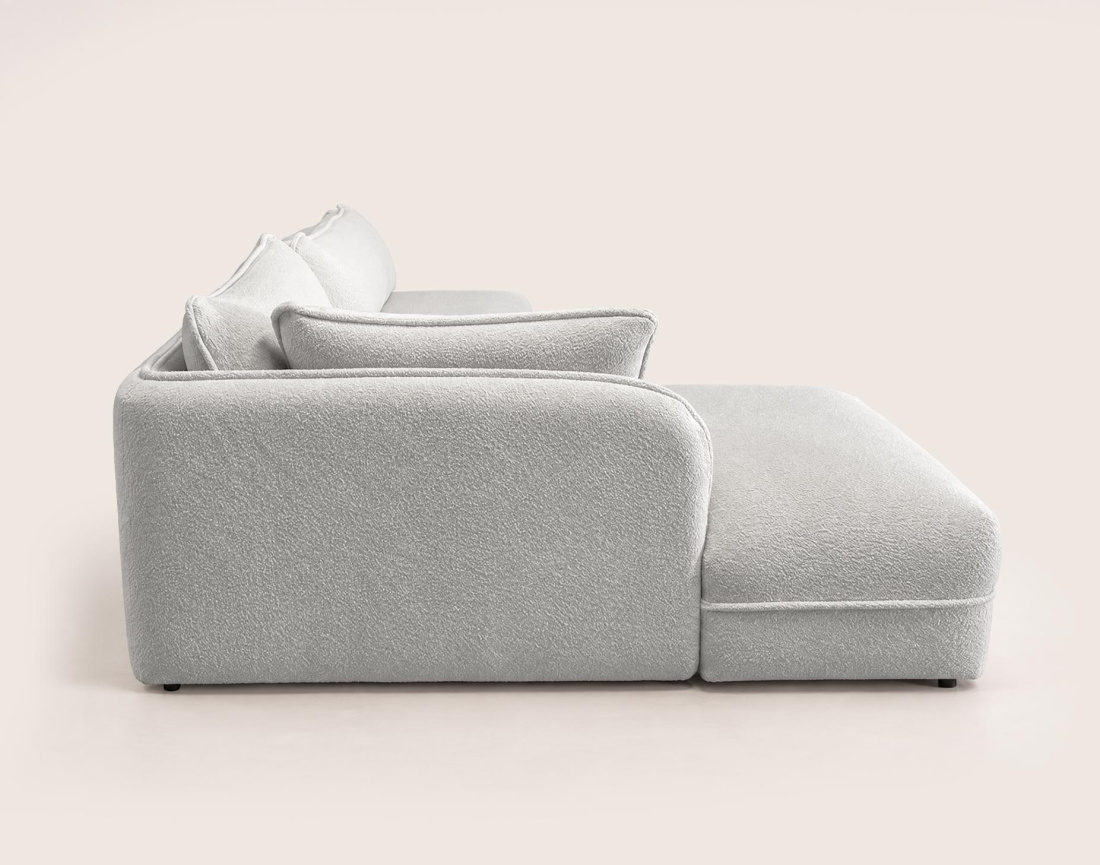 Canapé LUCIEN d'angle gauche 5 places en tissu bouclette | Best Mobilier