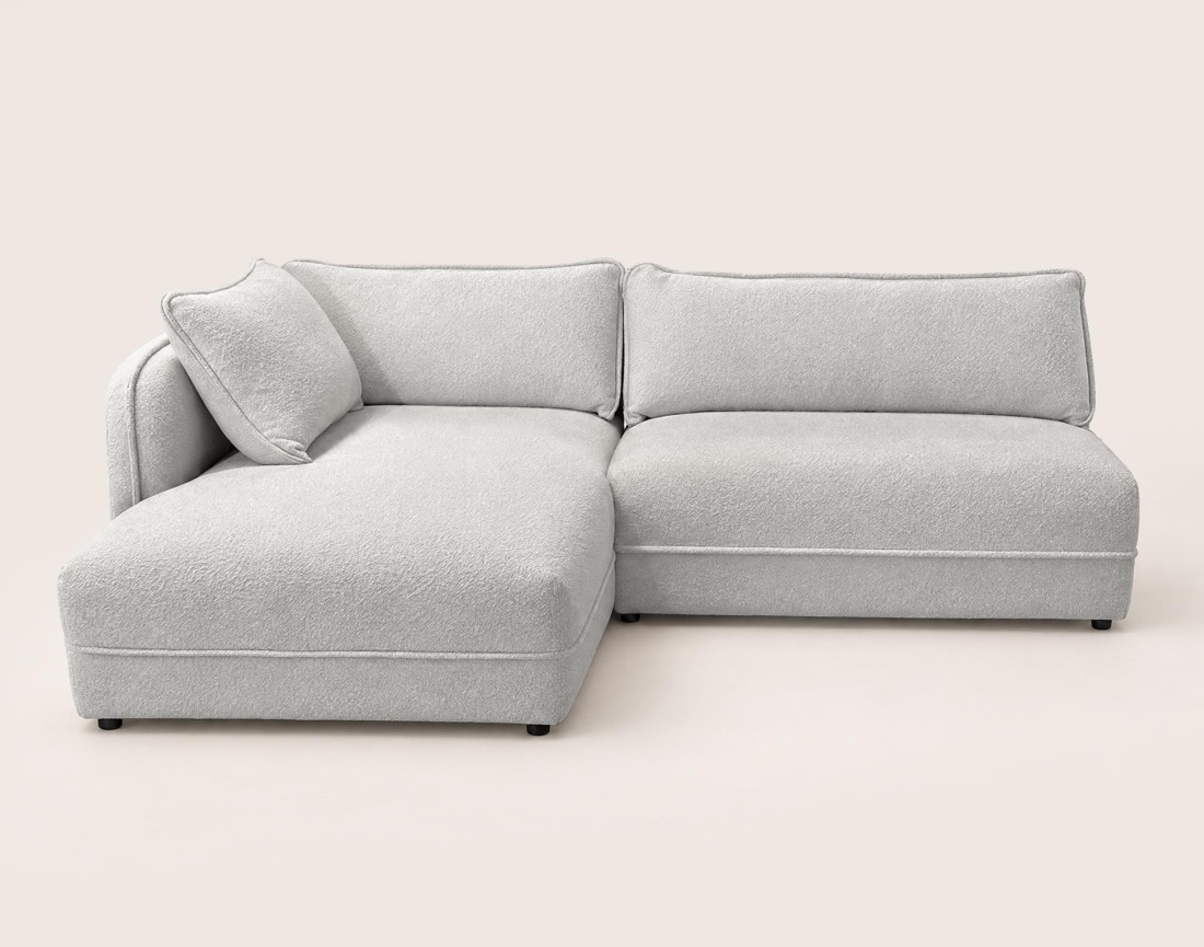 Canapé LUCIEN d'angle gauche 5 places en tissu bouclette | Best Mobilier