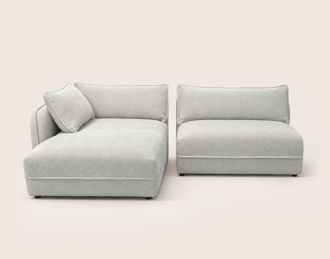 Canapé LUCIEN d'angle gauche 5 places en tissu bouclette | Best Mobilier