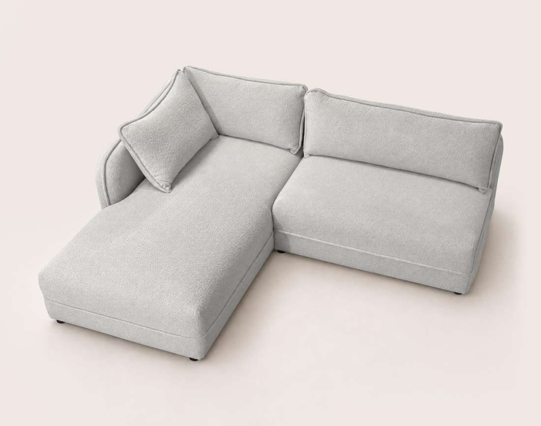 Canapé LUCIEN d'angle gauche 5 places en tissu bouclette | Best Mobilier