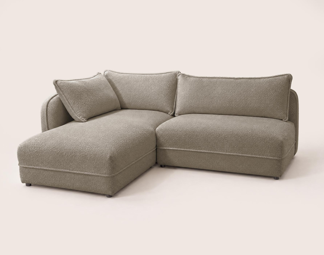 Canapé LUCIEN d'angle gauche 5 places en tissu bouclette | Best Mobilier