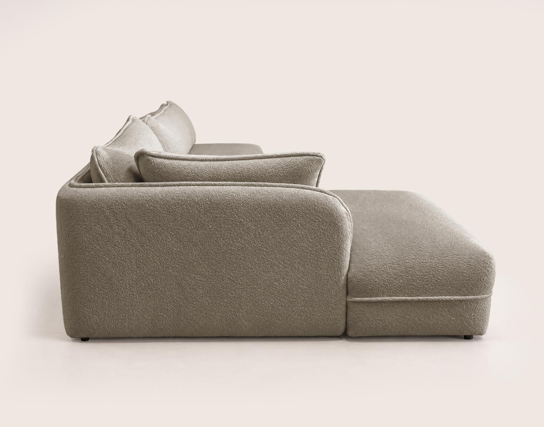Canapé LUCIEN d'angle gauche 5 places en tissu bouclette | Best Mobilier