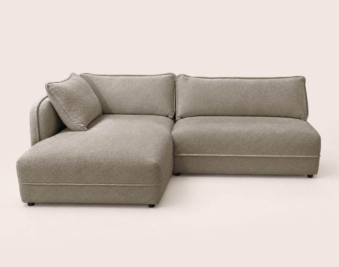 Canapé LUCIEN d'angle gauche 5 places en tissu bouclette | Best Mobilier