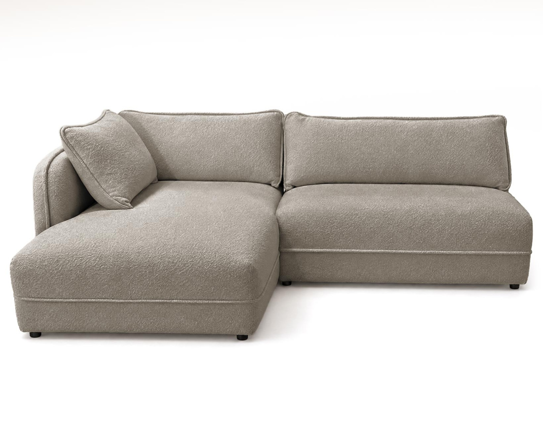Canapé LUCIEN d'angle gauche 5 places en tissu bouclette | Best Mobilier