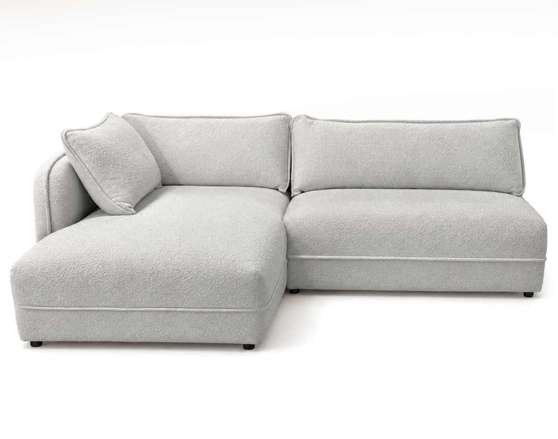 Canapé LUCIEN d'angle gauche 5 places en tissu bouclette | Best Mobilier