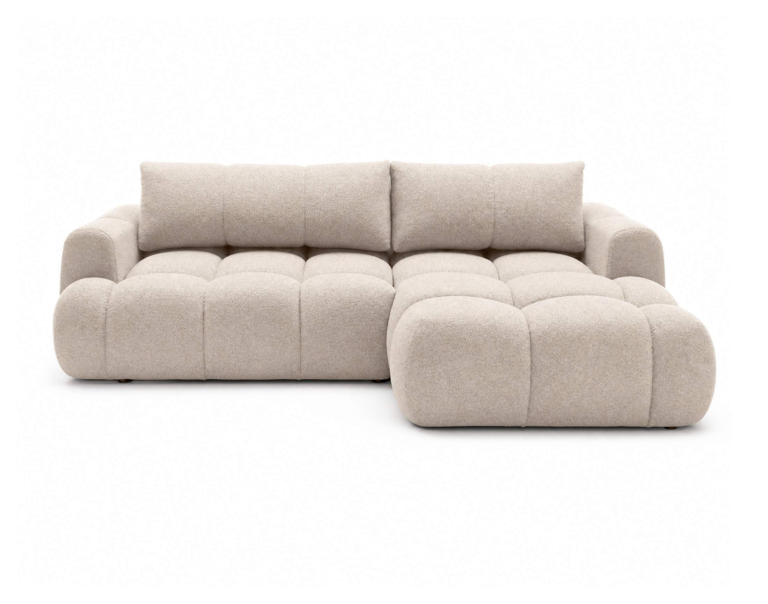 Canapé YULIN d'angle droit 4 places convertible avec coffre en tissu bouclette Yulin - Best Mobilier
