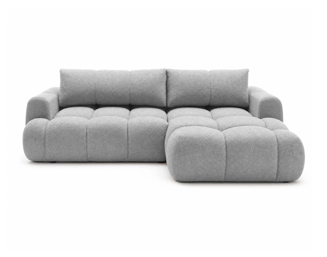 Canapé YULIN d'angle droit 4 places convertible avec coffre en tissu bouclette Yulin - Best Mobilier