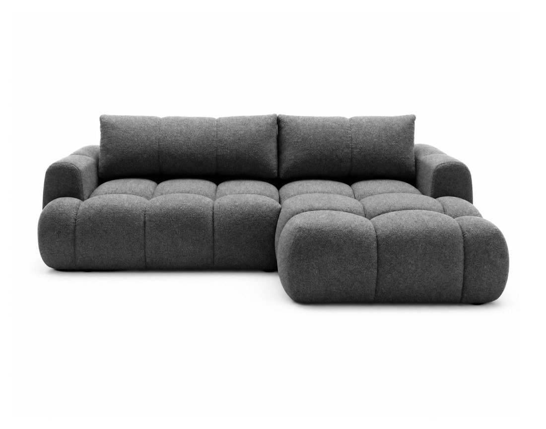Canapé YULIN d'angle droit 4 places convertible avec coffre en tissu bouclette Yulin - Best Mobilier