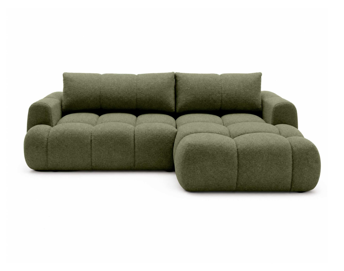 Canapé YULIN d'angle droit 4 places convertible avec coffre en tissu bouclette Yulin - Best Mobilier