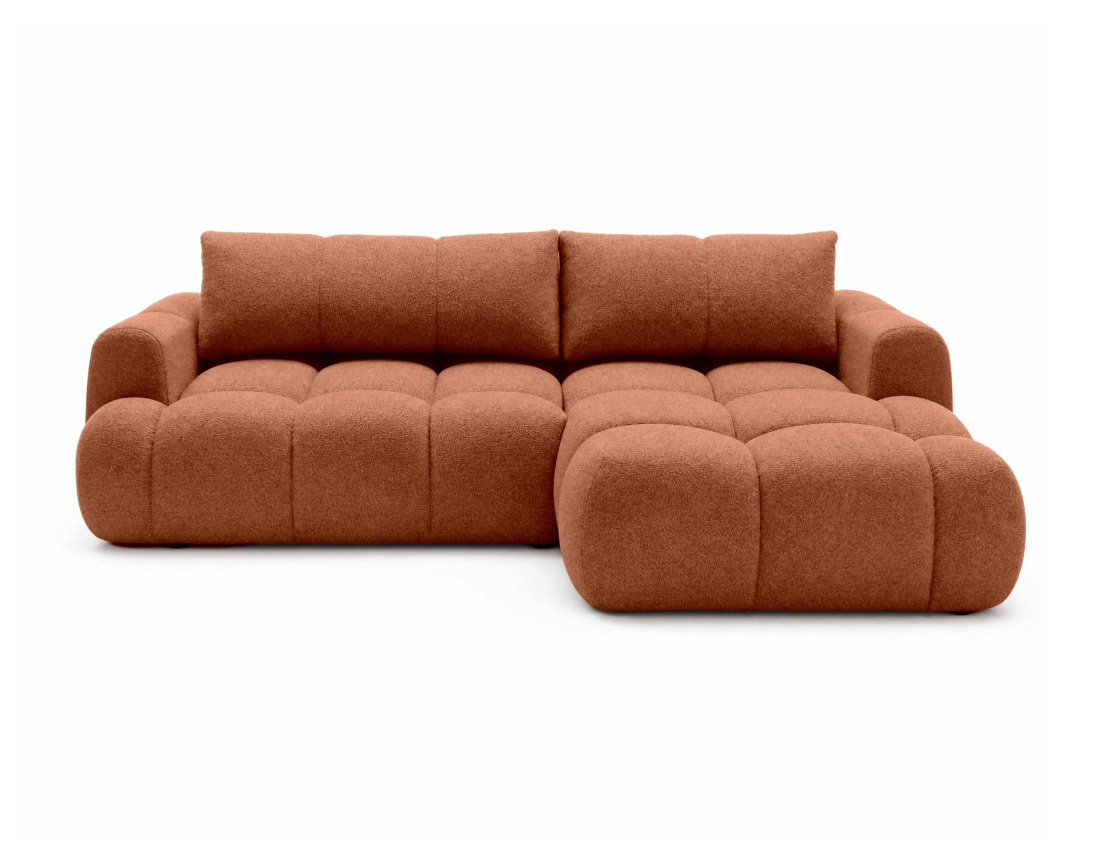 Canapé YULIN d'angle droit 4 places convertible avec coffre en tissu bouclette Yulin - Best Mobilier