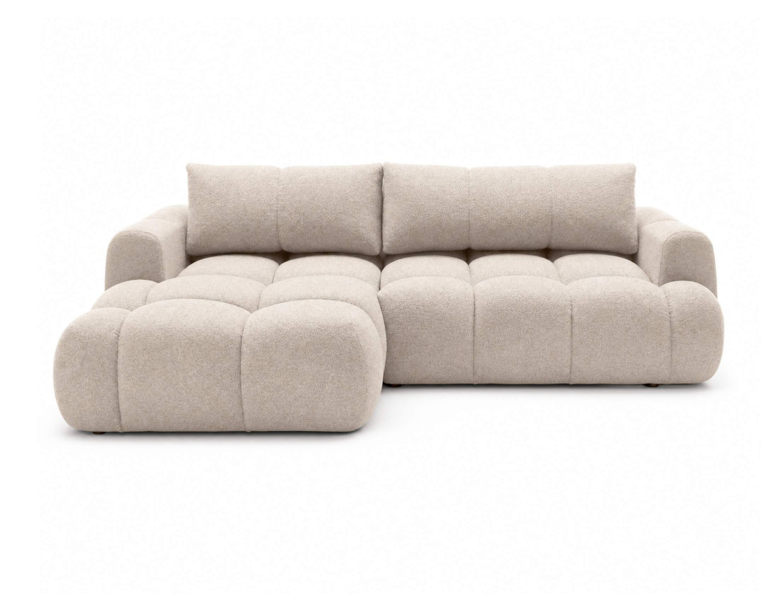 Canapé YULIN d'angle 4 places convertible en tissu bouclette - Best Mobilier