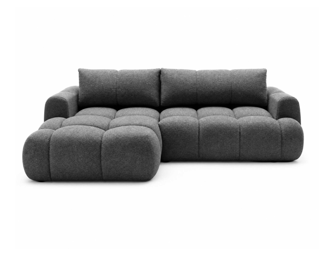 Canapé YULIN d'angle 4 places convertible en tissu bouclette - Best Mobilier