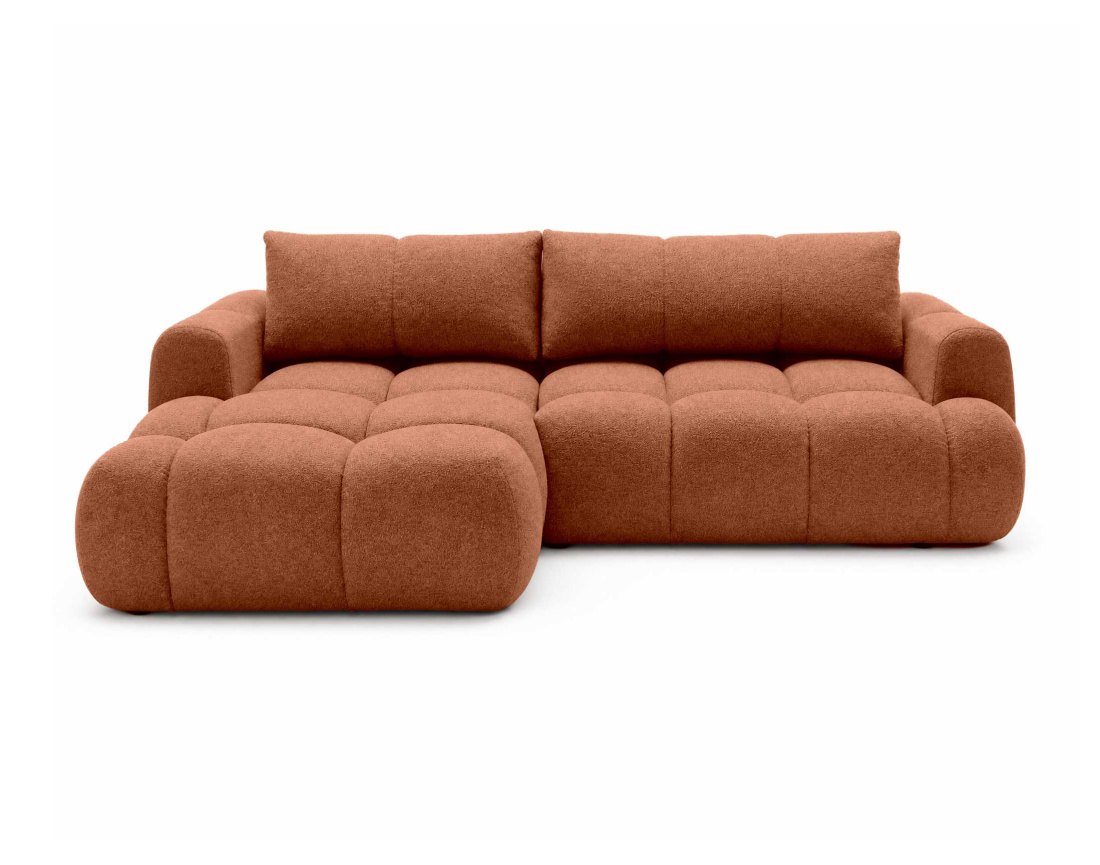 Canapé YULIN d'angle 4 places convertible en tissu bouclette - Best Mobilier