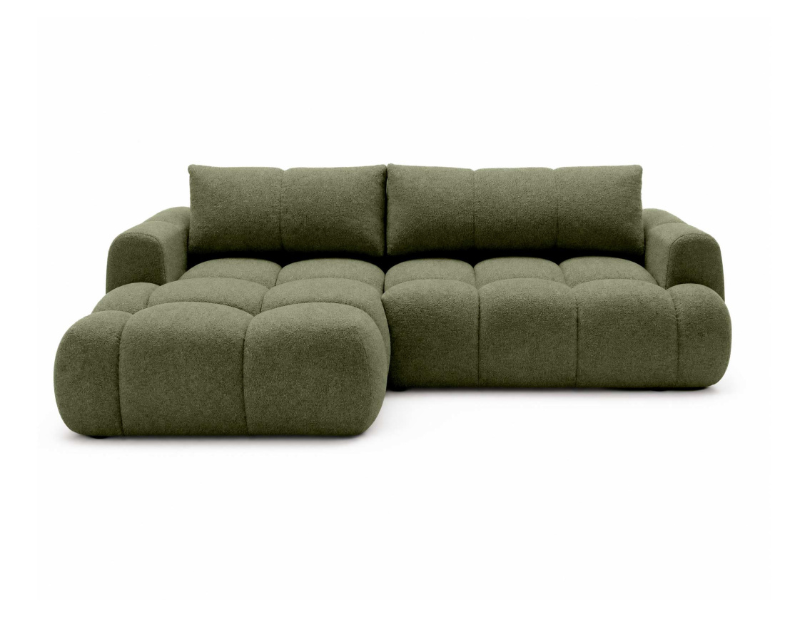 Canapé YULIN d'angle 4 places convertible en tissu bouclette - Best Mobilier