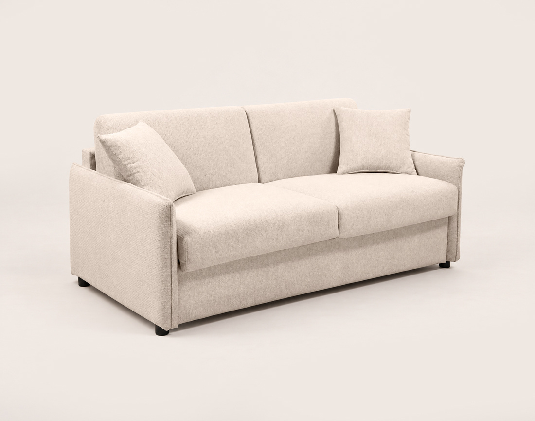 Canapé ADELE lit 3 places convertible express couchage quotidien 140x190 cm matelas 18 cm en tissu texturé | Best Mobilier