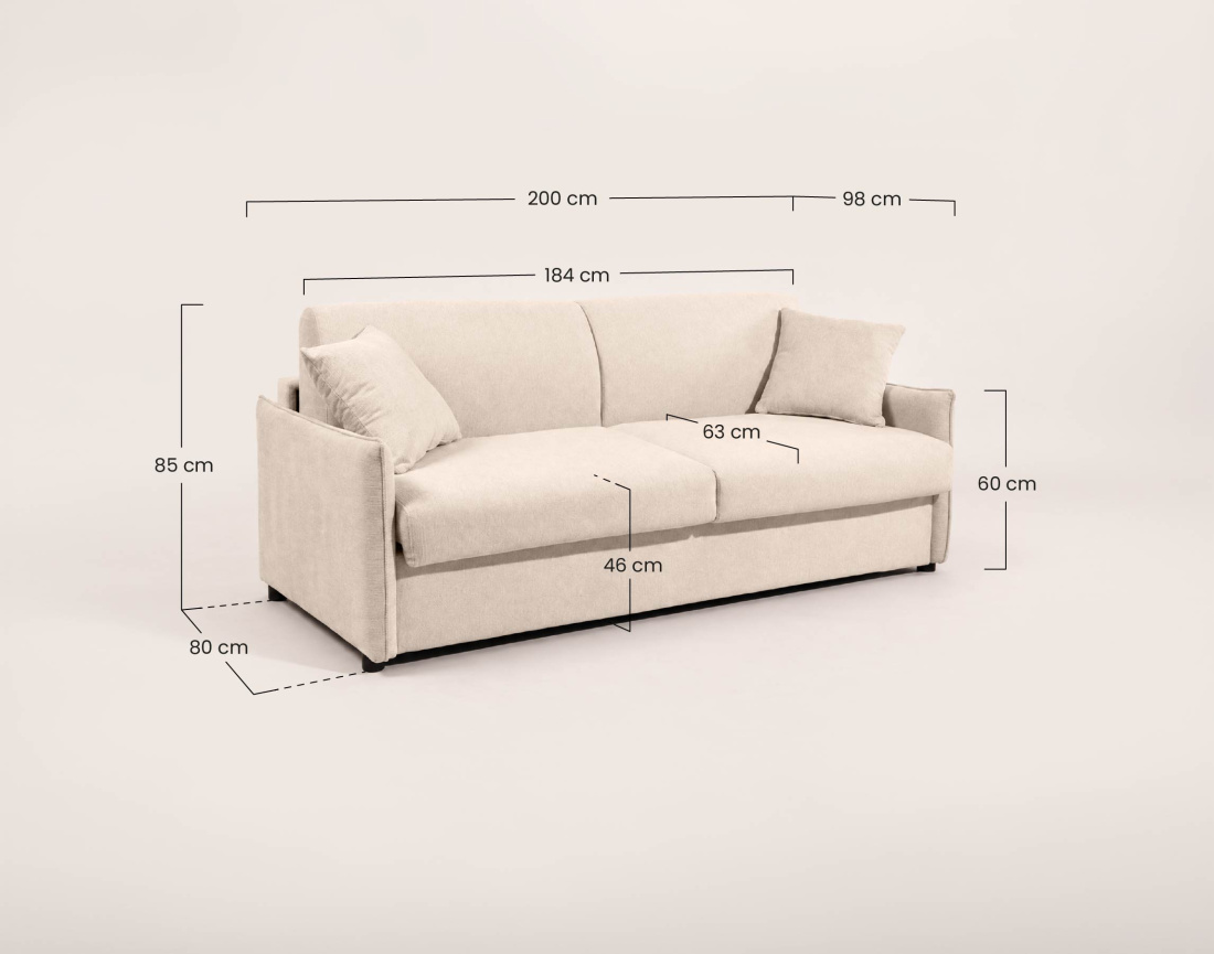 Canapé ADELE lit 3 places convertible express couchage quotidien 160x190 cm matelas 14 cm en tissu texturé | Best Mobilier