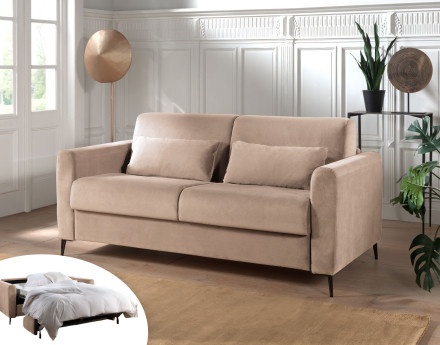 Canapé 3 places convertible express quotidien en velours Owen