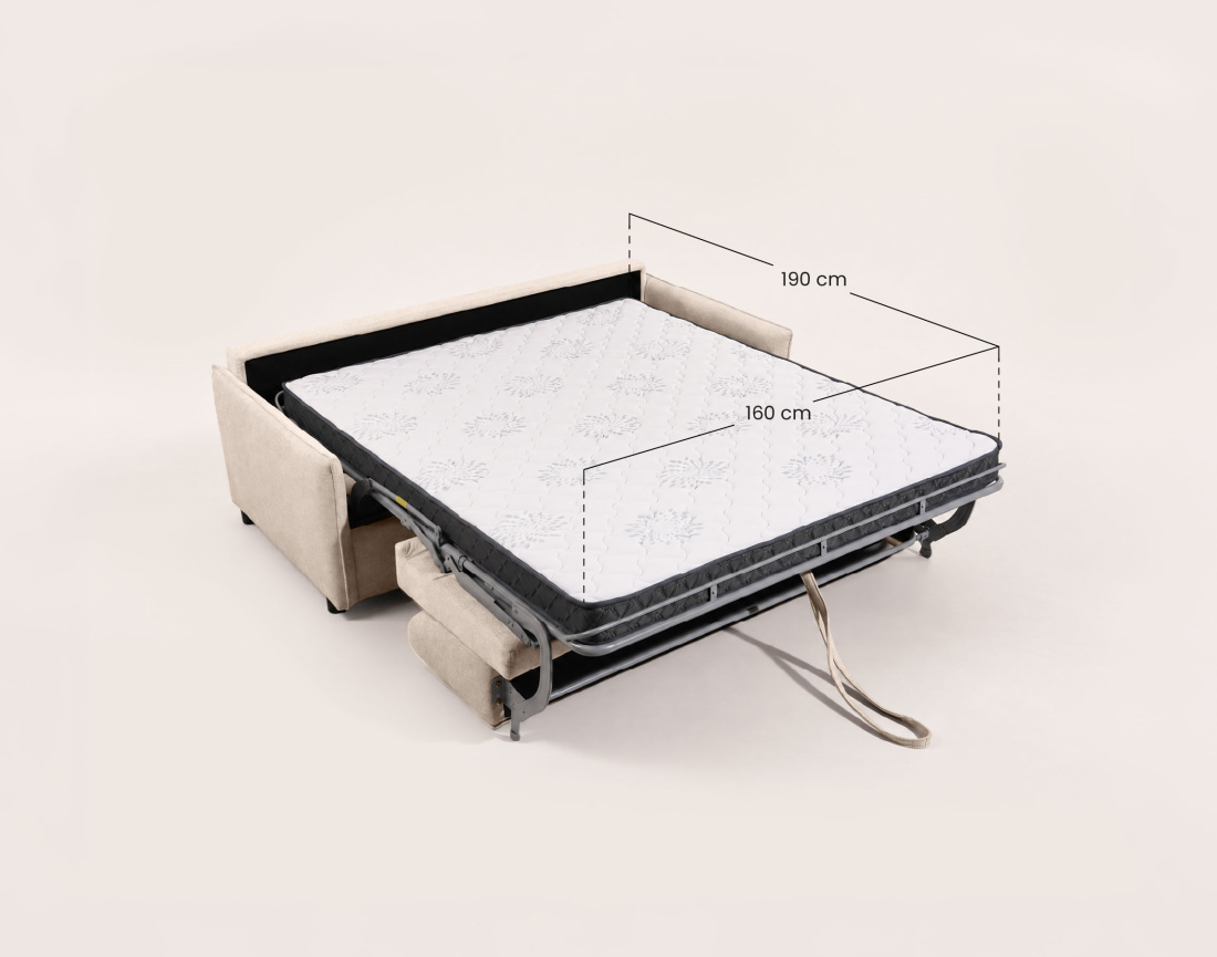 Canapé ADELE lit 3 places convertible express couchage quotidien 160x190 cm matelas 18 cm en tissu texturé | Best Mobilier