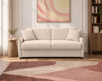 Canapé ADELE 3 places convertible express couchage quotidien 140 cm matelas 14 cm en tissu texturé | Best Mobilier