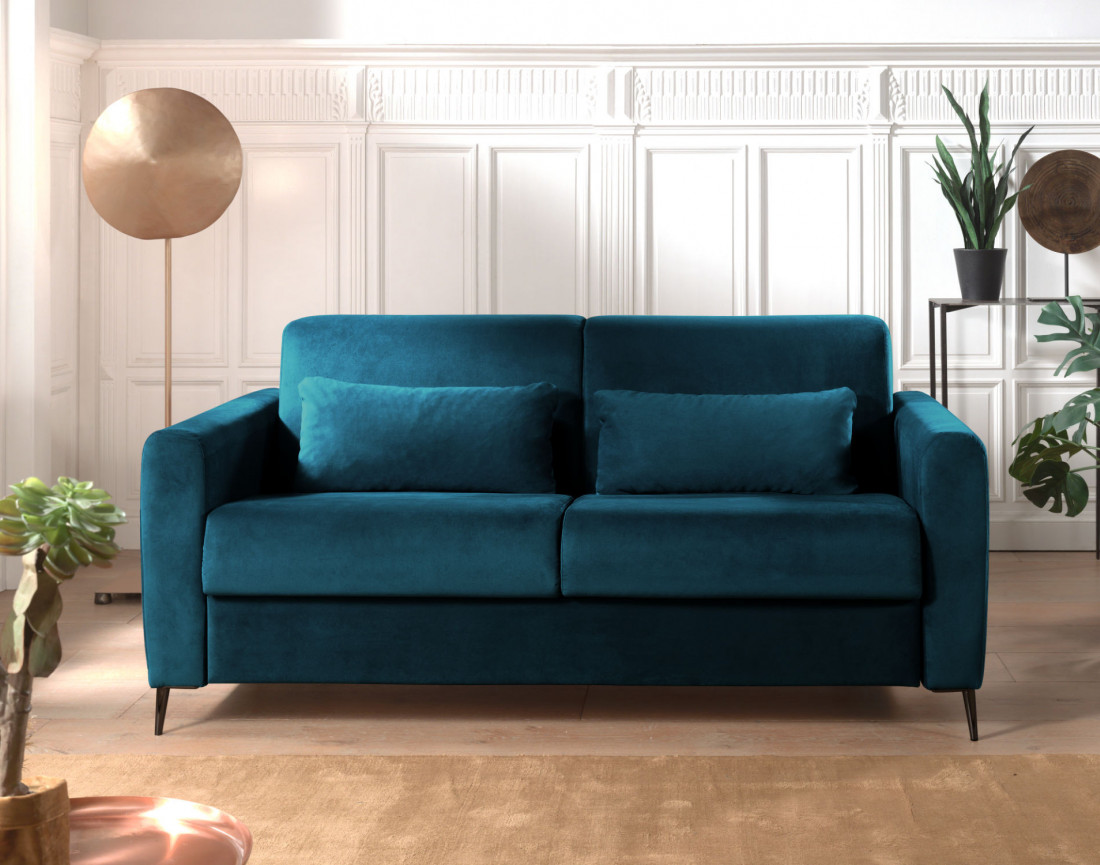 Canapé 3 places convertible express quotidien en velours Owen