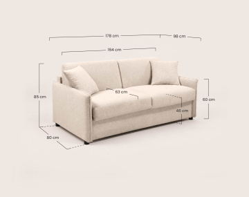 Canapé ADELE 3 places convertible express couchage quotidien 140 cm matelas 14 cm en tissu texturé | Best Mobilier