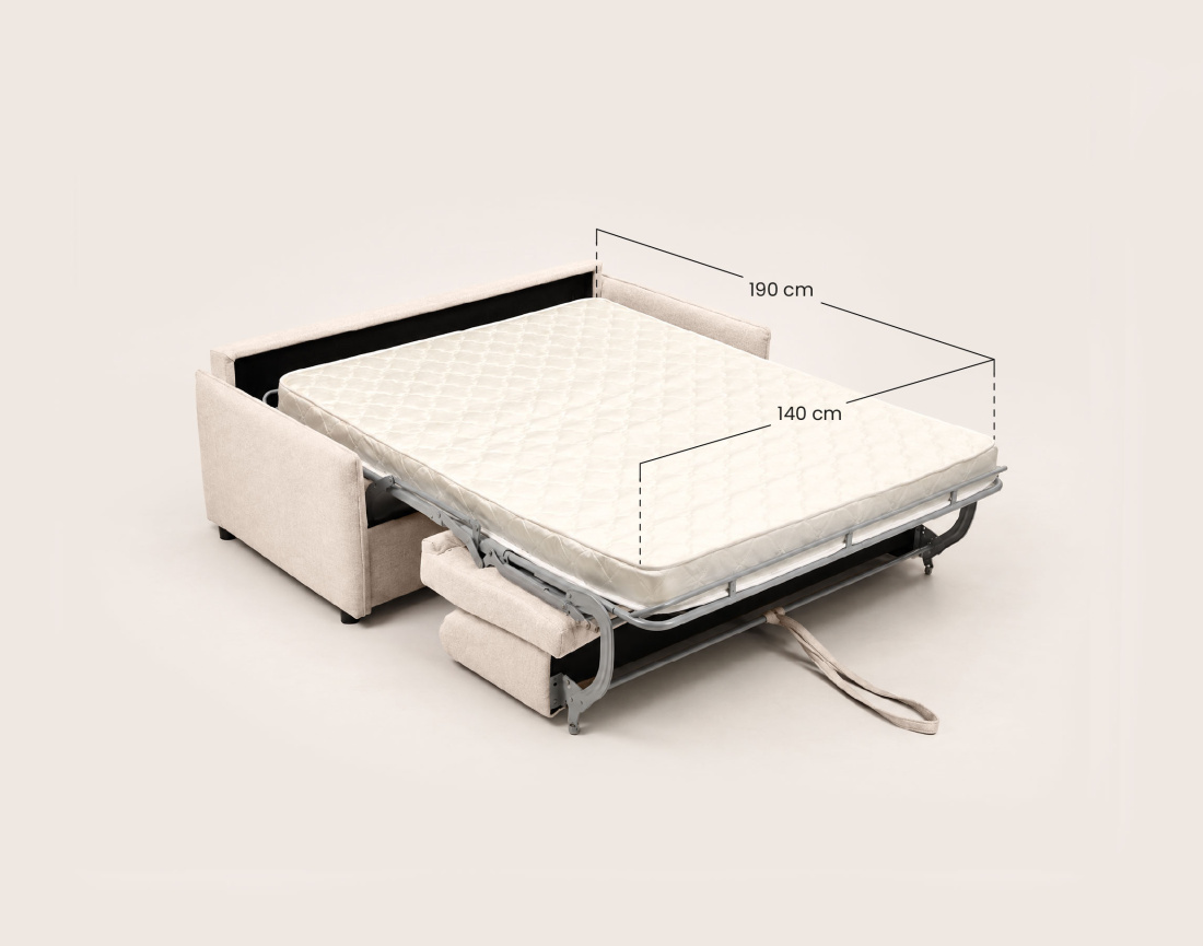 Canapé ADELE 3 places convertible express couchage quotidien 140 cm matelas 14 cm en tissu texturé | Best Mobilier