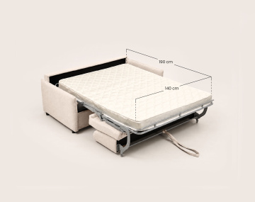 Canapé ADELE 3 places convertible express couchage quotidien 140 cm matelas 14 cm en tissu texturé | Best Mobilier