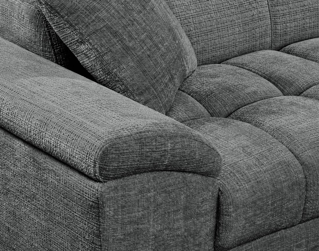 Canapé CAMILLE d'angle droit 5 places convertible avec têtières et coffre en velours texturé | Best Mobilier