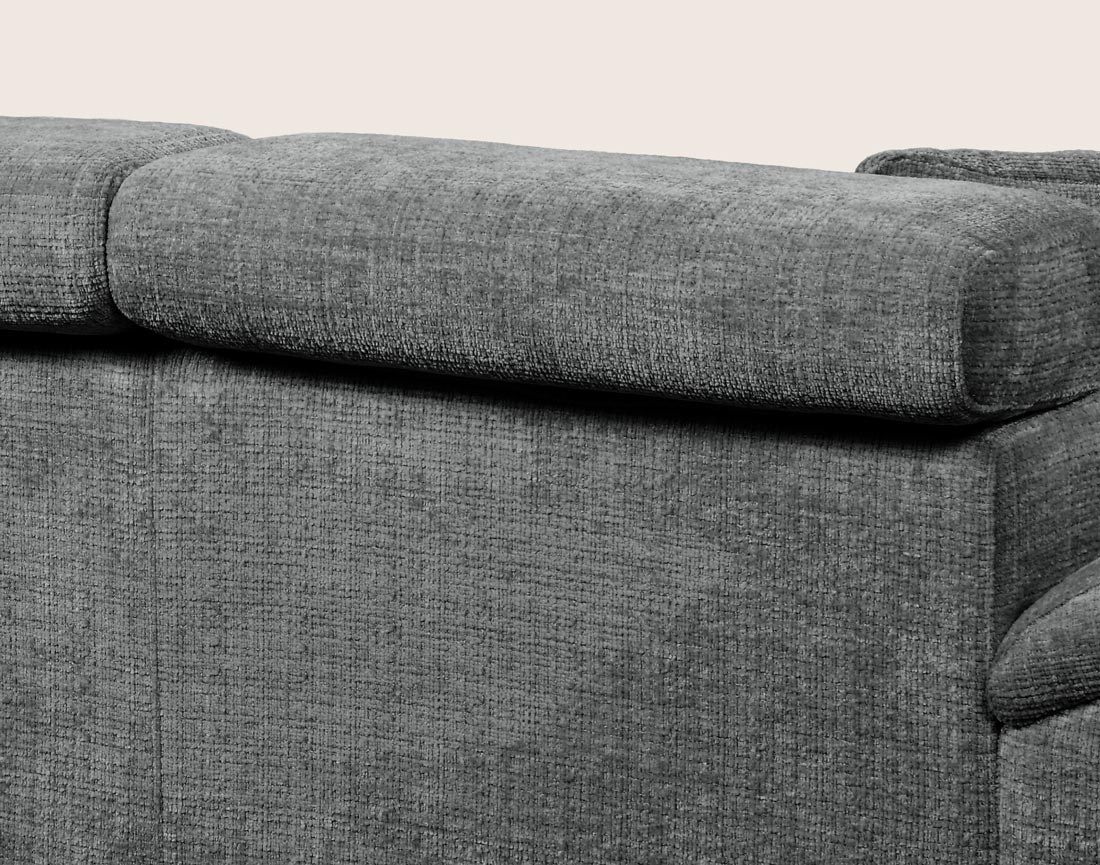 Canapé CAMILLE d'angle droit 5 places convertible avec têtières et coffre en velours texturé | Best Mobilier