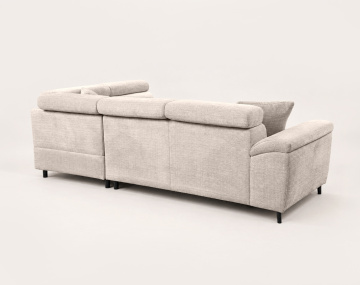 Canapé CAMILLE d'angle droit 5 places convertible avec têtières et coffre en velours texturé | Best Mobilier