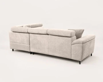 Canapé CAMILLE d'angle droit 5 places convertible avec têtières et coffre en velours texturé | Best Mobilier