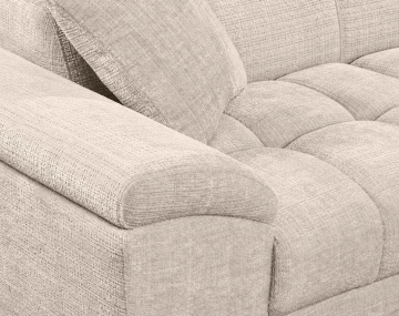 Canapé CAMILLE d'angle droit 5 places convertible avec têtières et coffre en velours texturé | Best Mobilier