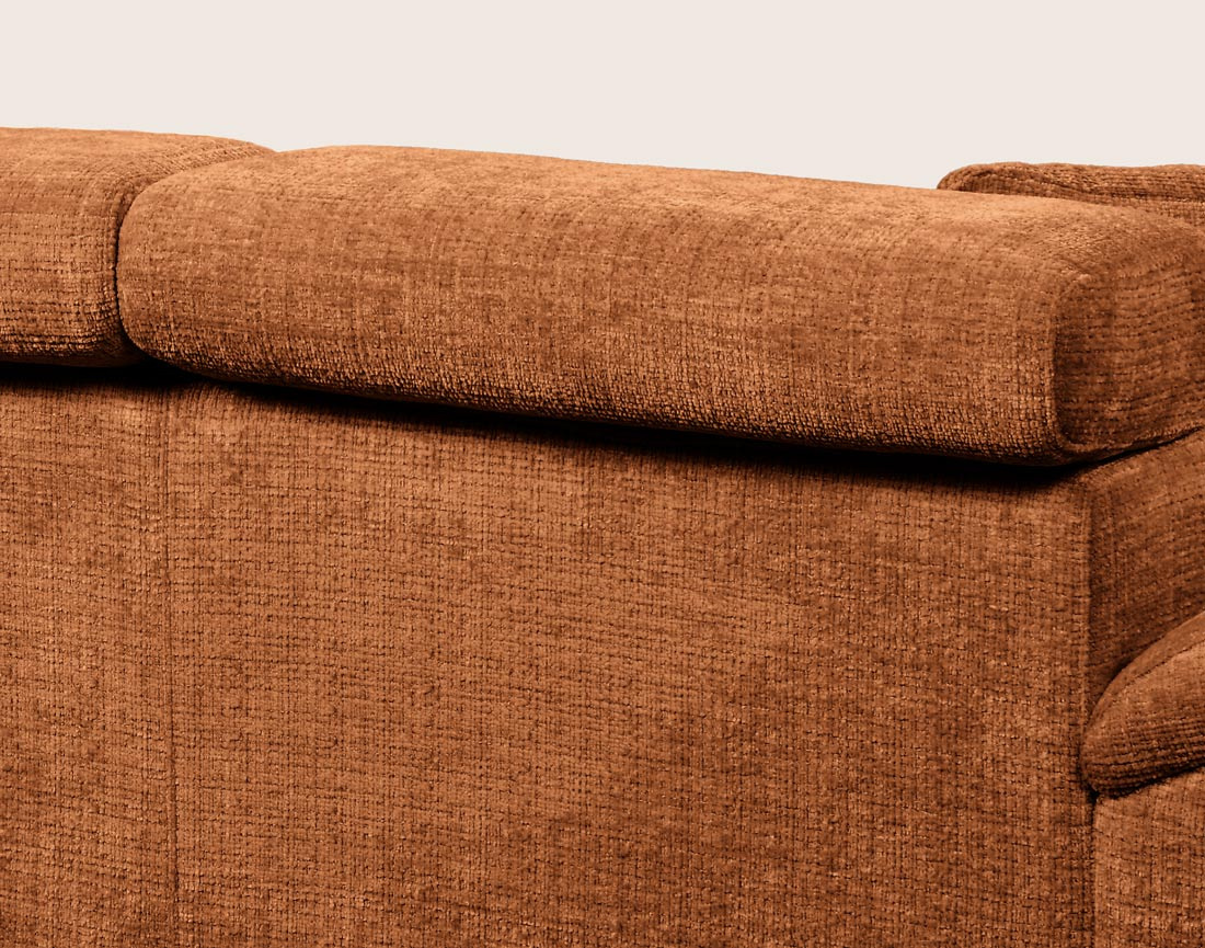 Canapé CAMILLE d'angle droit 5 places convertible avec têtières et coffre en velours texturé | Best Mobilier