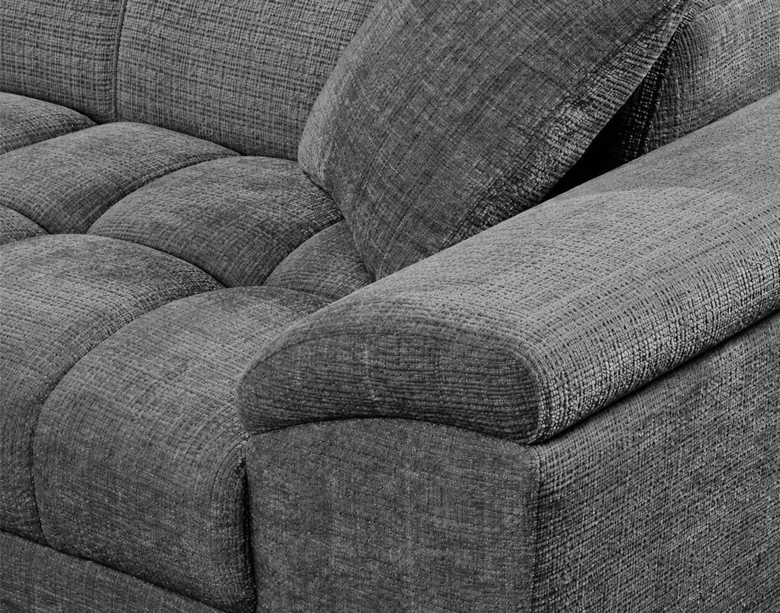 Canapé CAMILLE d'angle gauche 5 places convertible avec têtières et coffre en velours texturé | Best Mobilier