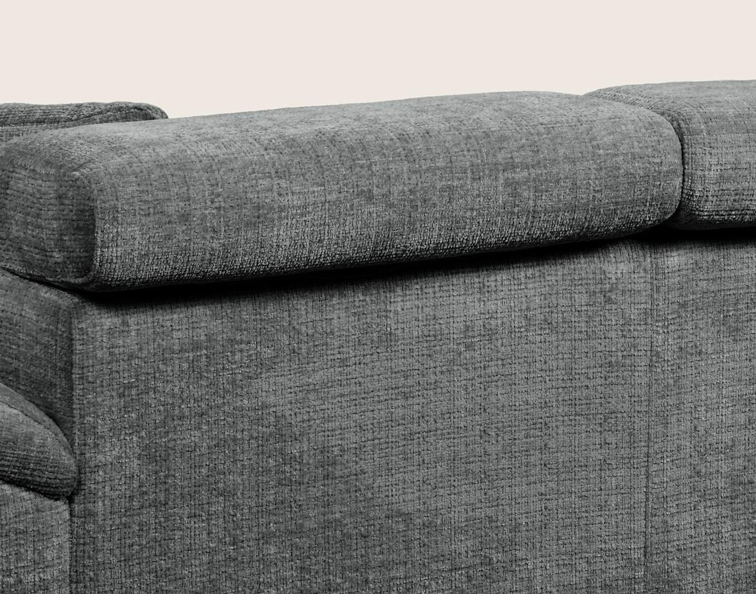 Canapé CAMILLE d'angle gauche 5 places convertible avec têtières et coffre en velours texturé | Best Mobilier