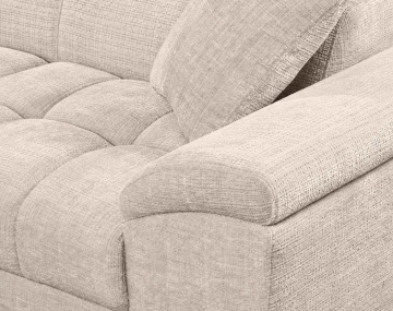 Canapé CAMILLE d'angle gauche 5 places convertible avec têtières et coffre en velours texturé | Best Mobilier
