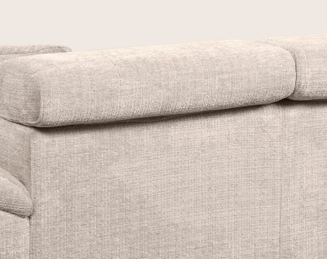 Canapé CAMILLE d'angle gauche 5 places convertible avec têtières et coffre en velours texturé | Best Mobilier