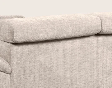 Canapé CAMILLE d'angle gauche 5 places convertible avec têtières et coffre en velours texturé | Best Mobilier