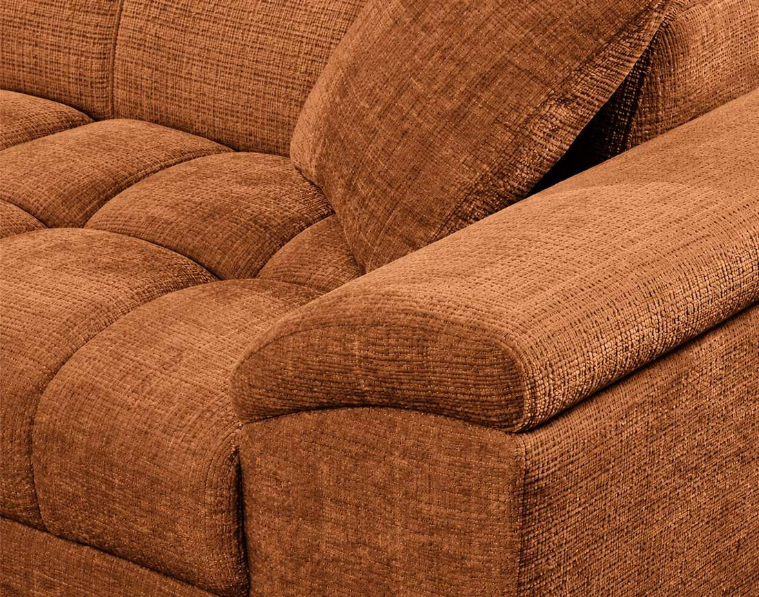 Canapé CAMILLE d'angle gauche 5 places convertible avec têtières et coffre en velours texturé | Best Mobilier