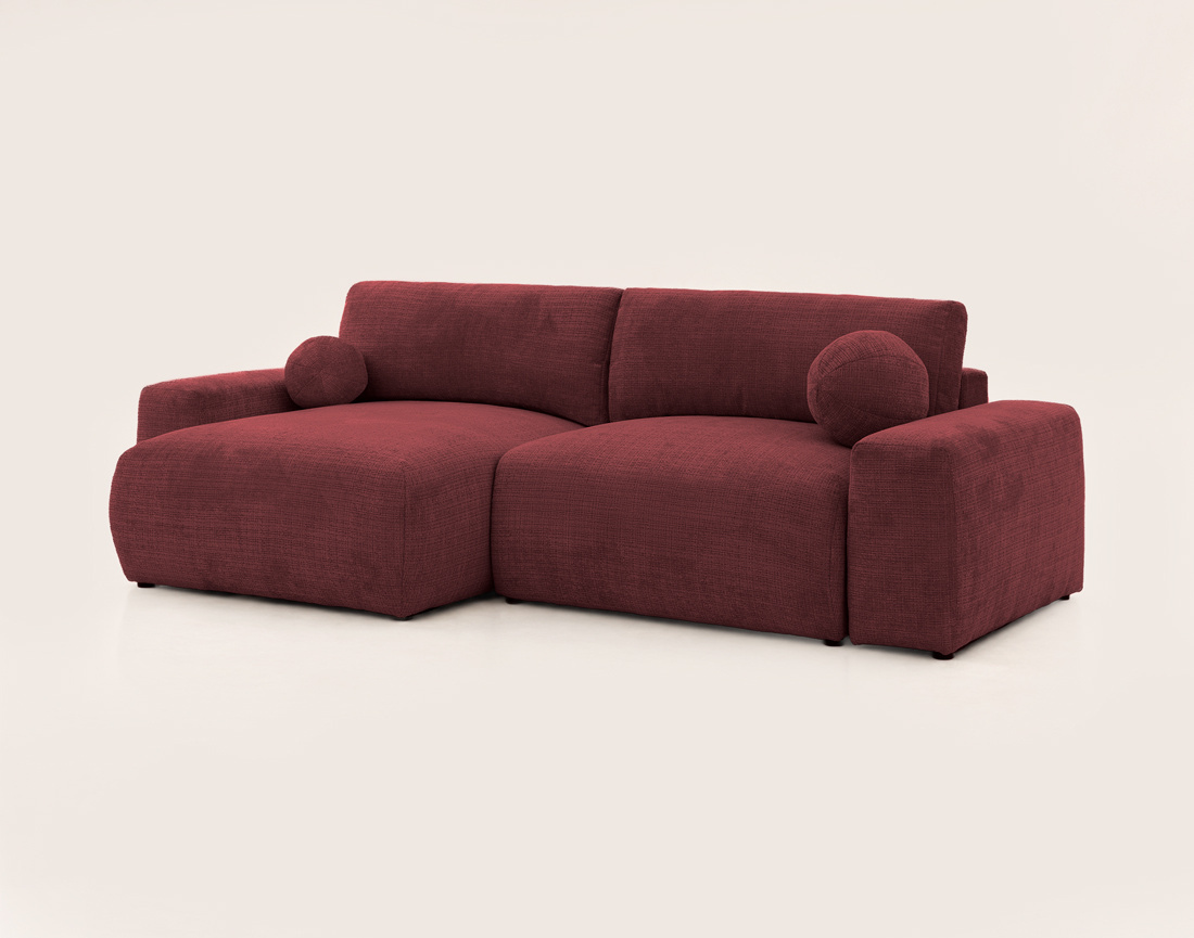 Canapé CONSTANCE d'angle réversible 4 places convertible avec coffre en velours texturé | Best Mobilier